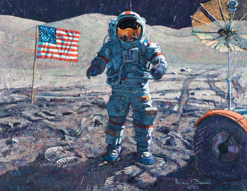 Illustration for article titled The Fourth Man To Walk On the Moon Also Paints Beautiful Space ArtÂ